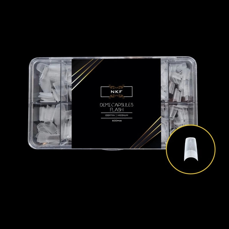NKF Soft Gel Tips Clear Half-Cover – Coffin Medium
