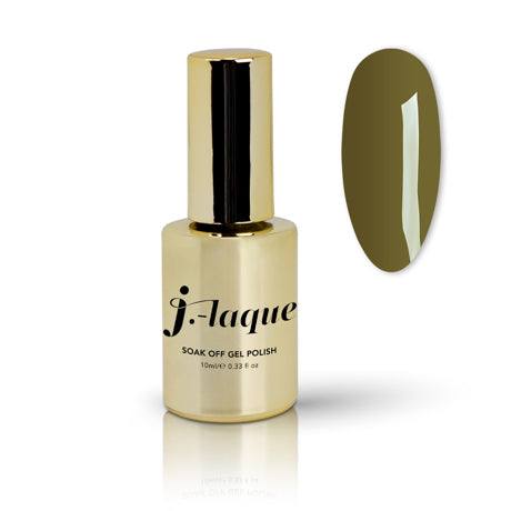 J-Laque 290 Star Moss gel polish from Cosmic Sands Autumn 2024 collection, gold bottle with dark green swatch.