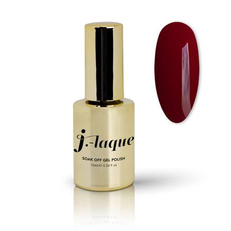 J-Laque 291 Deep Crimson gel polish bottle with color swatch.
