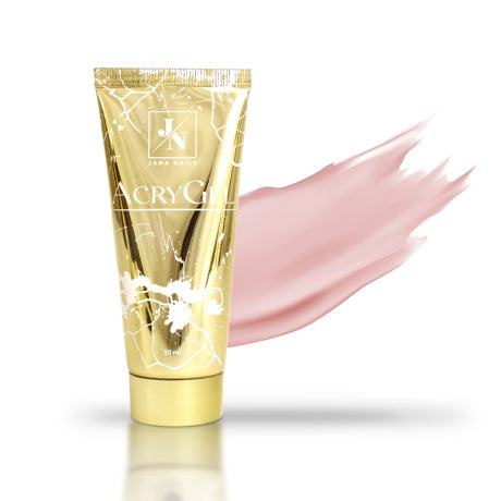 AcryGel Salty Pink 50 ml tube with pink gel swatch, luxurious design.