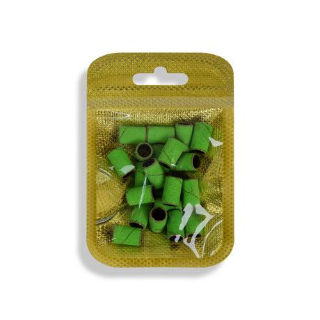 Neon green abrasive bands, fine grain 150, pack of 20.