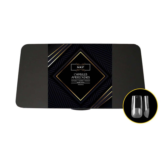 Natural square medium MATE BASE NKF soft gel tips for capsule method and press on nails, 500 tips, clear color.