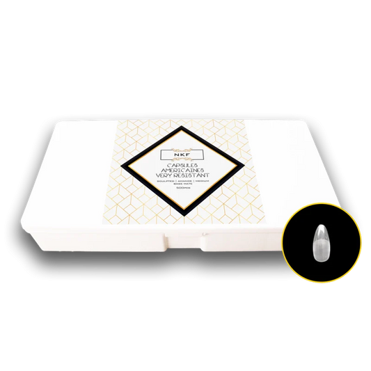 Very Resistent Sculpted Amande Medium Base Mate nail tips packaging.