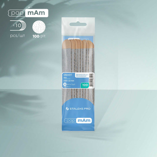 Staleks Pro Smart Disposable Thin Files PapmAm on a Wooden Base 100 grit 10 pcs