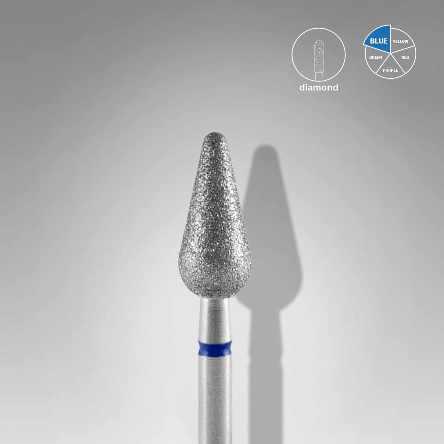 Staleks Diamond Pointed Peer Blue BIG, 5mm, for professional manicure and pedicure.