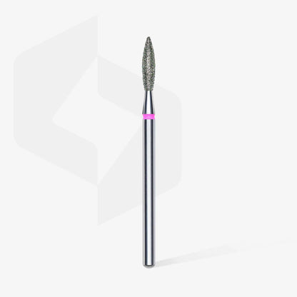 Staleks Diamond Safe Flame Red bit, 2.3mm, for nail care, stainless steel.
