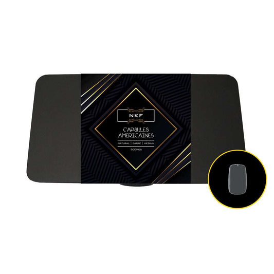 Natural Square Medium NKF soft gel nail tips box with 500 pieces, clear color.