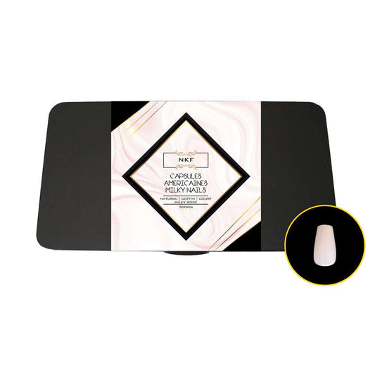 Milky Rose Natural Coffin Court Soft Gel Tips for nails with clear color and C-curve.