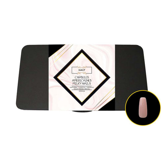 Milky Rose Royal Natural Coffin Medium - Soft Gel Tips for professional nail extension with milky effect, 500 tips in box.