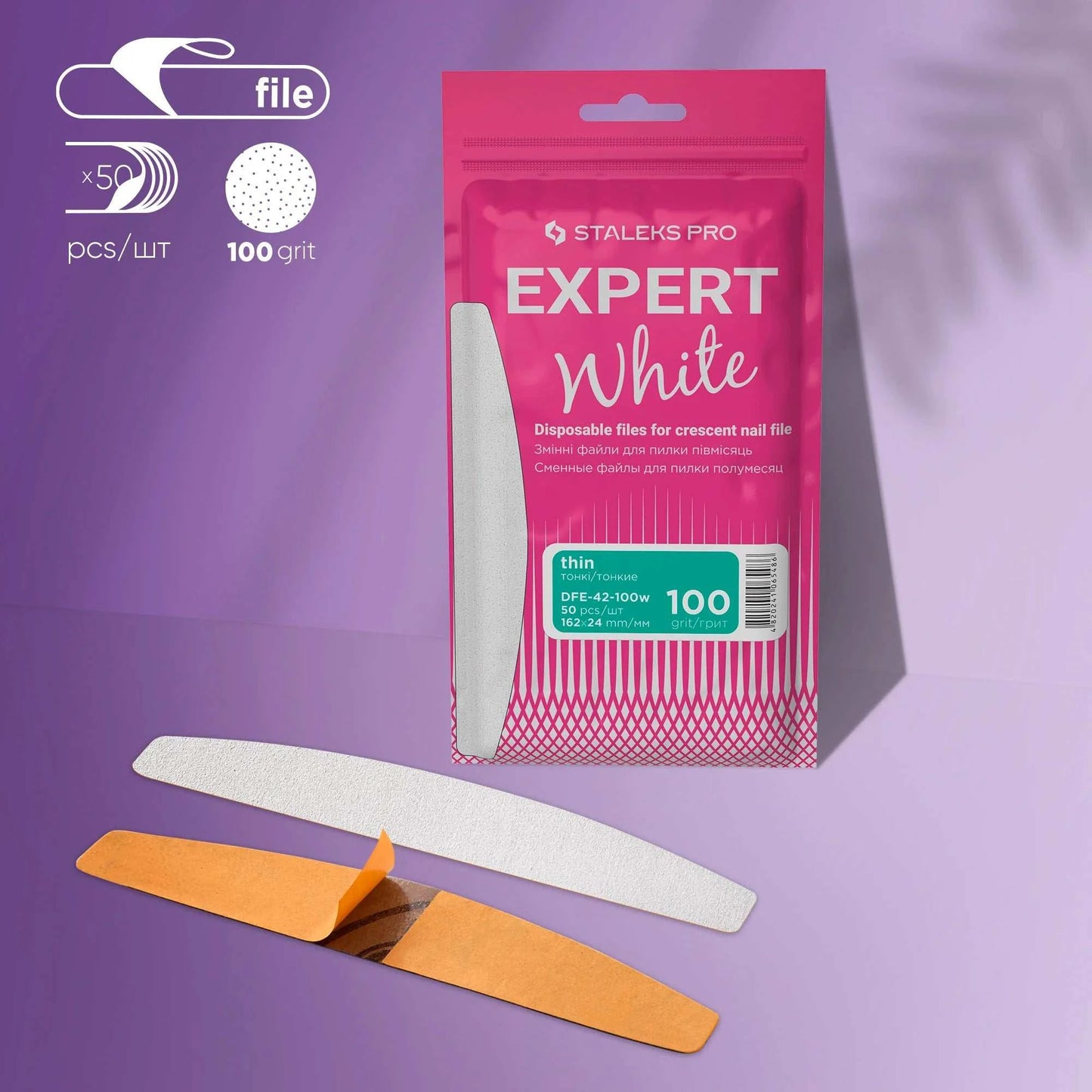 Staleks Disposable White Files 100 grit for crescent Nail File EXPERT 42 (thin)